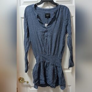 NWT Rails Juliette Salem Linen Blend Striped Dress M Medium Blue White